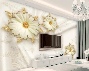beibehang Custom fashion красивые обои из шелковой ткани Европейские золотые украшения цветочный фон обои для стен 3 d