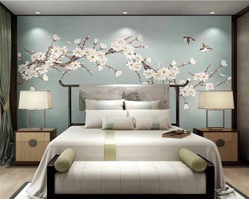 beibehang Custom, новый китайский стиль, нарисованные цветы, птицы, цветок магнолии, фоновые обои, декоративная роспись из папье-маше