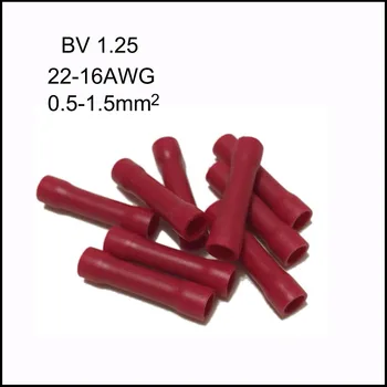 BV1.25 красный 22-16AWG 19A пвх + медный трубчатый полностью изолированный промежуточный соединительный провод соединительная клемма холодного прессования