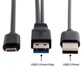 Cablecc Type-C USB-C к USB 3.0 Кабель-Адаптер USB-C Type-C к USB 3.0 Штекер USB 2.0 Двойной Кабель для Передачи данных Y для Жесткого диска ноутбука