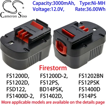 Cameron Sino Ni-MH 3000 мАч 12,0 В для Firestorm FS1400D, FS1400D-2, FS1402D, FS14PS, FS14PSK, FS18, FS1800, FS1800CS