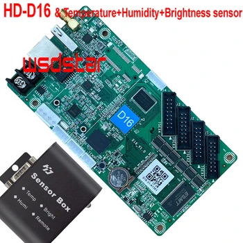 HUIDU HD-D16 и асинхронная полноцветная карта управления температурой + влажностью + яркостью с датчиком яркости