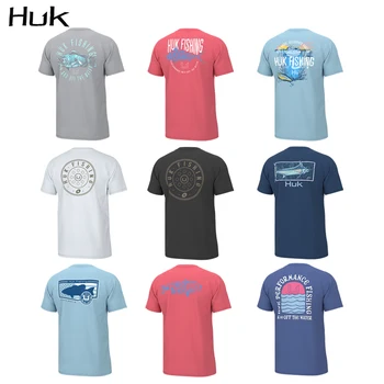 HUK 2203 Рыболовные рубашки Мужские Летние уличные рыболовные майки с коротким рукавом Одежда для рыбалки Солнцезащитная Дышащая одежда для рыбалки
