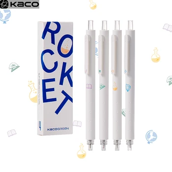 Kaco Rocket 4 шт./лот Гелевая Чернильная Ручка Выдвижные Шариковые Ручки 0,5 ММ Черные Чернила Fine Point Caneta pучки Офисные Аксессуары для школы