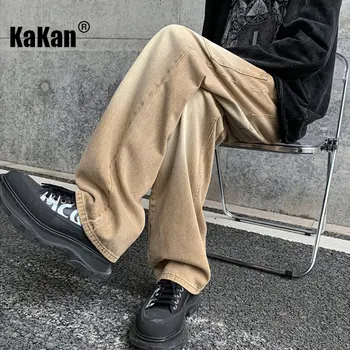 Kakan - Весенне-летние новые джинсы цвета хаки, застиранные старые джинсы, мужская одежда, прямые эластичные свободные универсальные джинсы K024-M5810