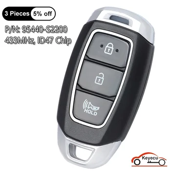 KEYECU 3 Кнопки 433 МГц ID47 Чип для Hyundai Santa Fe 2020 2021 2022 Авто Умный Пульт Дистанционного Управления Брелок 95440-S2200 TQ8-FOB-4F30