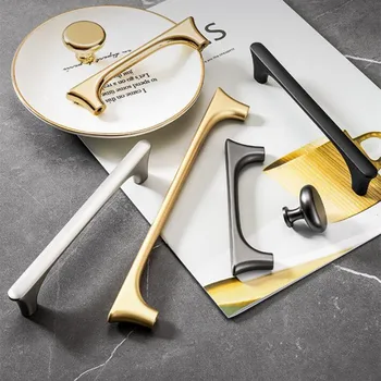 KK & FING Nordic Light Роскошный креативный дизайн Ярко-золотые дверные ручки шкафа Выдвижные ящики Дверные ручки Фурнитура для мебельных ручек