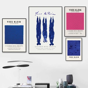 Klein Blue Art Prints, Монохромный выставочный плакат Ива Кляйна, Французское современное искусство, Настенная картина, холст, живопись, Декор для дома