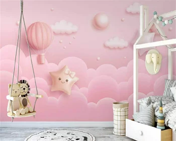 Nordic ins ручная роспись розовым звездным облаком на воздушном шаре детская комната принцессы на заднем плане украшение стен роспись