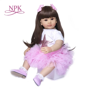 NPK 60 СМ кукла для маленьких девочек Мягкая силиконовая ткань для тела Реалистичная кукла Bebe Reborn Boneca Reborn для маленьких девочек кукла ручной работы