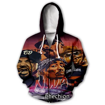 Phechion / Мужские / женские Повседневные толстовки на молнии с 3D принтом Ice Cube, пальто, одежда в стиле хип-хоп, топы, спортивные капюшоны на молнии B70
