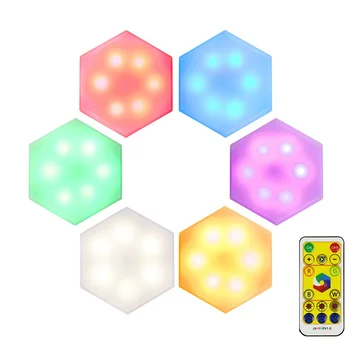 RGBW LED Quantum Lamp DIY LED Hexagon Wall Lamp с дистанционным управлением, светодиодный светильник в виде сот для спальни, гостиной, освещения и декора