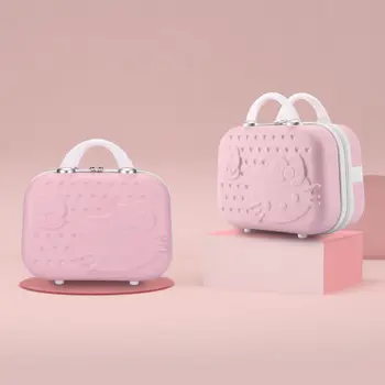 Sanrio Hello Kitty Маленькая мини-симпатичная портативная косметичка 13 14 16-Дюймовая сумка для хранения, Портативный дорожный чемодан для девочек