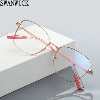Swanwick metal синие светозащитные очки кошачий глаз женские прозрачные линзы винтажные оправы для очков оптические синезеленые лидер продаж
