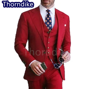 Thorndike Costume De Mariage 3 Pièces Pour Hommes, Blanc, Personnalisé, Blazer Slim, Violet, Boutonnage, Avec Pantalon Costume D