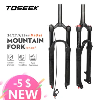 TOSEEK TFK-SE Вилка для велосипеда MTB из магниевого сплава 26/27,5/29 дюймов, Вилка для горного велосипеда RL120mm с пневматической подвеской