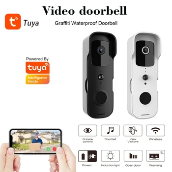 Tuya 1080P HD Умный дом Беспроводной WIFI дверной звонок Камера безопасности Видеодомофон ИК ночного видения Аккумулятор переменного тока Домашний дверной звонок