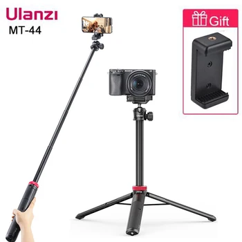 Ulanzi MT-44 Удлиненный штатив для камеры смартфона, штативы для видеоблогинга с держателем телефона, холодный башмак на 1/4 винта для микрофона, светодиодная подсветка