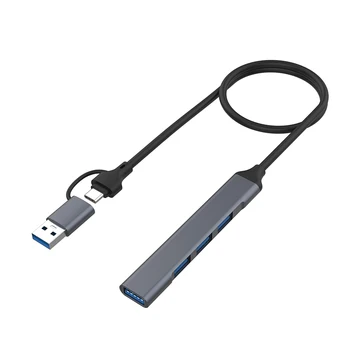 USB-концентратор с 4/7 портами, адаптер USB A, USB C, USB-адаптер для многопортовой передачи данных из алюминиевого сплава для зарядки ноутбука
