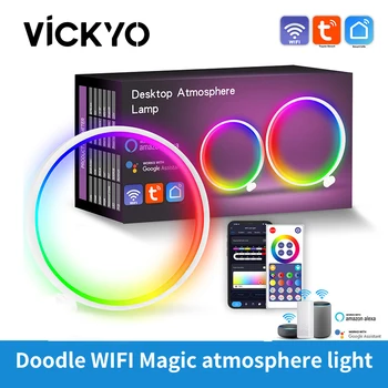 VICKYO Smart Led Настольная Декоративная лампа Tuya Wifi RGB, Окружающие ночные огни, Музыкальный ритм, Голосовое управление для спальни, игровой комнаты, НОВИНКА