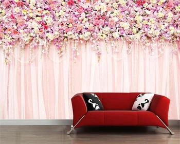 wellyu Индивидуальные большие фрески украшение свадебной сцены 3D обои теплый розовый цветок роза ТВ фоновые обои