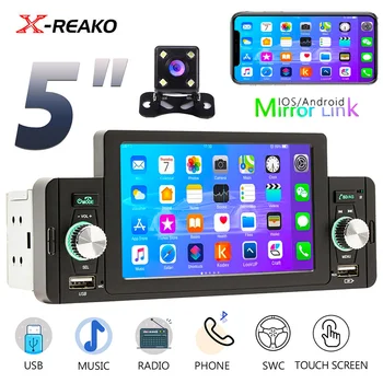 X-REAKO 5,1-Дюймовый Автомобильный Радиоприемник 1 Din Универсальный Мультимедийный Плеер с Сенсорным Экраном и Bluetooth FM-Приемником Mirror Link MP5 HD Video
