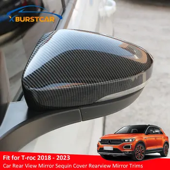 Xburstcar Auto 2ШТ Зеркало Заднего Вида Автомобиля С Блестками Крышка Планки Зеркала Заднего Вида для Фольксваген T-ROC TROC 2018-2023 Аксессуары