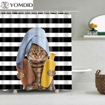 YOMDID Занавеска для душа с 3D-принтом милых животных, мультяшная занавеска для ванной из полиэстера для украшения штор в ванной, занавески для душа