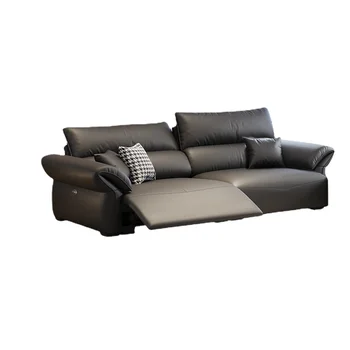 ZL Кожаный диван с электроприводом, гостиная в итальянском стиле, Легкий Роскошный диван из воловьей кожи первого слоя, Минималистичный Регулируемый диван первого класса