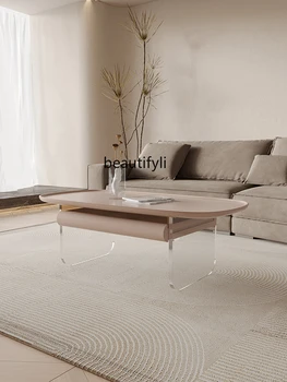 ZQ Высококачественный журнальный столик с роскошной акриловой подвеской в современном простом стиле для гостиной, Небольшой дом в форме домохозяйства