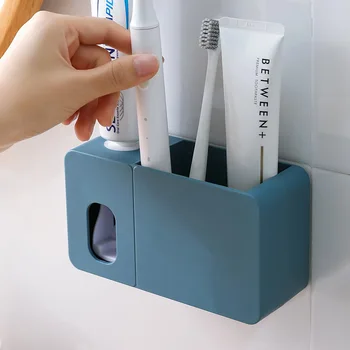 Автоматический дозатор зубной пасты 2 В 1 с держателем для зубной щетки, Соковыжималка для зубной пасты на стене