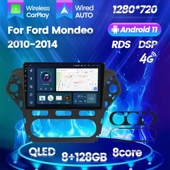 Автомобильное Аудио Радио GPS Для Ford Mondeo 4 2010-2014 Android Auto Сенсорный Экран QLED Стерео Навигация Мультимедиа DSP 8-Ядерный Без Dvd