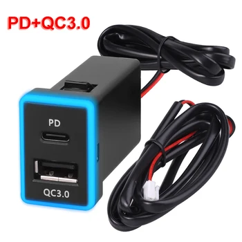 Автомобильное Зарядное Устройство USB C PD QC3.0 С Двойным USB-Разъемом Для Быстрого Зарядного Устройства 12V Для Зарядки Телефона Адаптер Питания Для Toyota KO