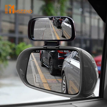 Автомобильное зеркало с регулировкой на 360 градусов, широкоугольные боковые зеркала заднего вида, слепая зона, Защелкивающийся способ парковки, Вспомогательное зеркало заднего вида