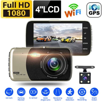 Автомобильный видеорегистратор WiFi Dash Cam Full HD 1080P Камера заднего вида Автомобиля Видеомагнитофон Ночного Видения Авторегистратор GPS Регистратор Автомобильные Аксессуары