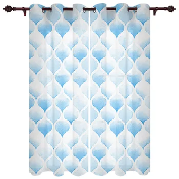Акварельные сафьяновые синие шторы для гостиной спальни кабинета Декор Шторы Современные кухонные оконные шторы