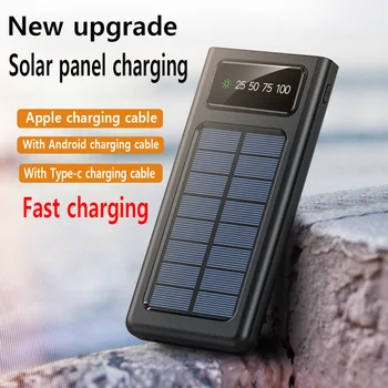 Аккумулятор для зарядки солнечной энергии 30000mAh, аккумулятор для быстрой зарядки PD мощностью 10 Вт, портативный аккумулятор для зарядки iPhone Android TYPE-C