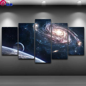Алмазная живопись, 5 предметов, Вселенная, планета, космическое пространство, Декор из нескольких картин, художественное оформление гостиной, 5d Алмазная вышивка