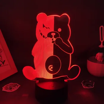 Аниме Danganronpa 3D Светодиодная Фигурка Monokuma Night Lights Забавный Подарок Для Друзей RGB USB Лавовая Лампа Кровать Игровая Комната Прикроватный Столик Декор