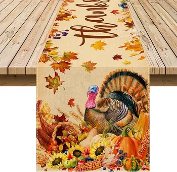 Бегунки для стола с гексаграммой на День благодарения, Декор для дома и кухни в честь Дня благодарения с тыквой и индейкой, декор для праздничного стола