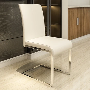 Белые обеденные стулья, современный кожаный офисный эргономичный акцент, Четкий компьютерный дизайн, стул, Напольная мебель для дома