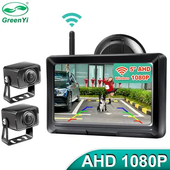 Беспроводной передатчик HD AHD 1920x1080P Камера заднего вида с 2-канальным 5-дюймовым монитором парковки IPS-экрана для грузовика, автобуса