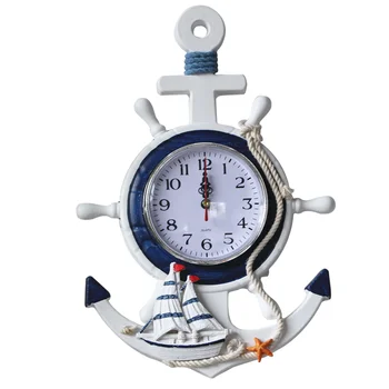 Большие уличные украшения Часы в средиземноморском стиле Морской якорь Настенные пляжные декоративные 3D цифровые часы Таймеры Подвесные