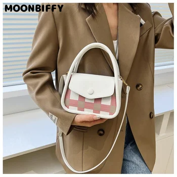 Брендовая клетчатая Маленькая квадратная сумка, дизайнерские высококачественные сумки через плечо для женщин, роскошная модная сумка, простая сумка-мессенджер, ранцы