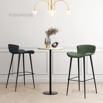 Бытовые кожаные барные стулья для кухонной мебели Скандинавский дизайнерский барный стул креативный высокий табурет с роскошной спинкой Высокие барные стулья