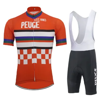 Велосипедная майка в стиле ретро, оранжевый мужской комплект с коротким рукавом, 9D гелевая дышащая прокладка для MTB велосипеда, одежда для велоспорта, топы, майо для велоспорта и триатлона