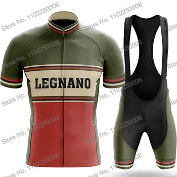 Велосипедная одежда в стиле ретро Команды Italia Legnano Team Лето Комплект майки для велоспорта Национальной сборной Италии С короткими рукавами Мужские рубашки для шоссейных велосипедов Костюм