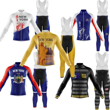 Весенне-Осенний Комплект Джерси Велосипедной Команды New York 2023 в стиле Ретро, Мужская Велосипедная Одежда С Длинным Рукавом MTB Maillot Ciclismo Hombre