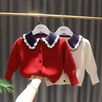 Весенняя новая детская одежда, вязаный кардиган для маленьких девочек, весенне-осеннее тонкое пальто со свитером Nubao, пальто для девочек