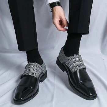 Взрывная мужская обувь monk shoes двубортная деловая модная повседневная модельная обувь на пуговицах